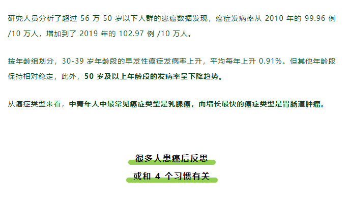 20 个癌症早期信号，快对照自查！